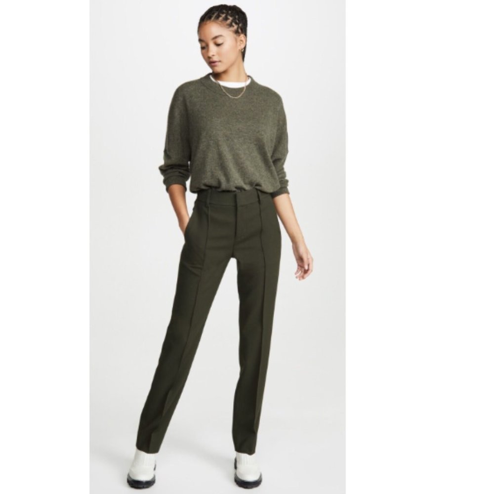 Vince High Waist Tailored Pant In Fig Leaf